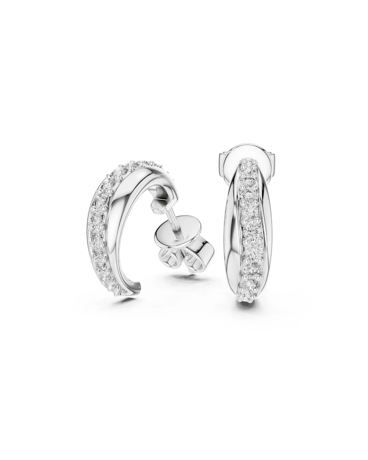 18K White Gold Vermeil Trish Hoop Style Moissanite Stud Earrings