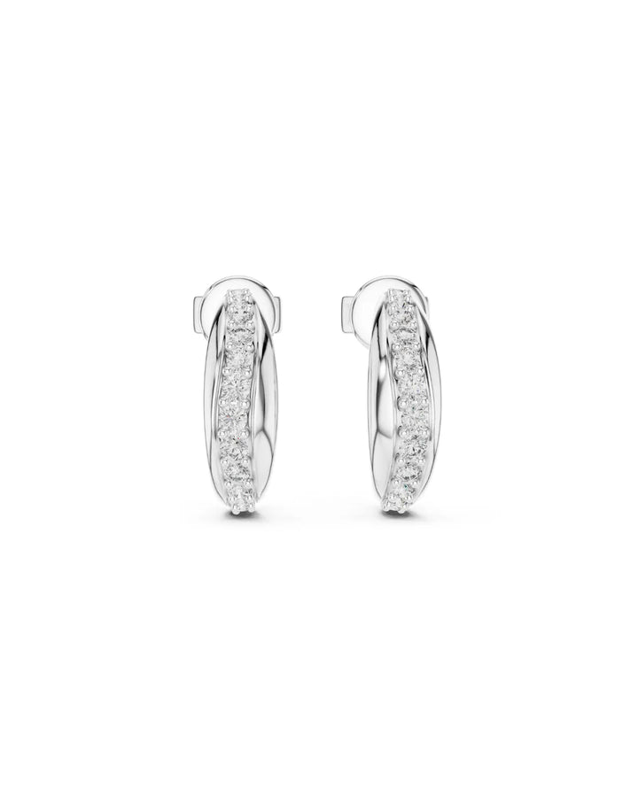 18K White Gold Vermeil Trish Hoop Style Moissanite Stud Earrings in 925 Sterling Silver by Carat For You