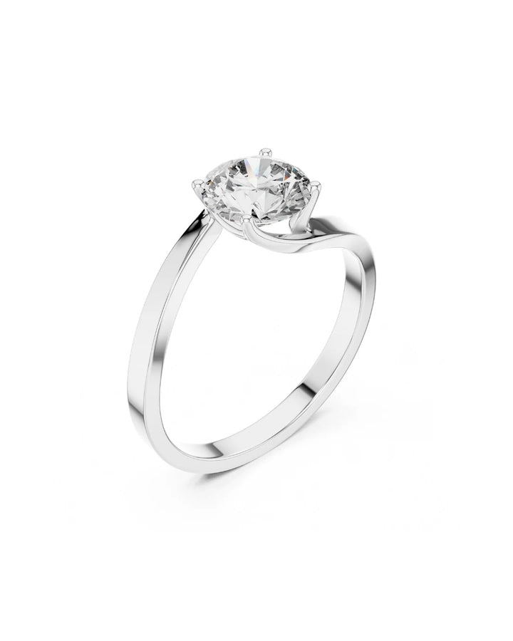 18K White Gold Vermeil Vera Luxe Bypass Shank Moissanite Solitaire Ring