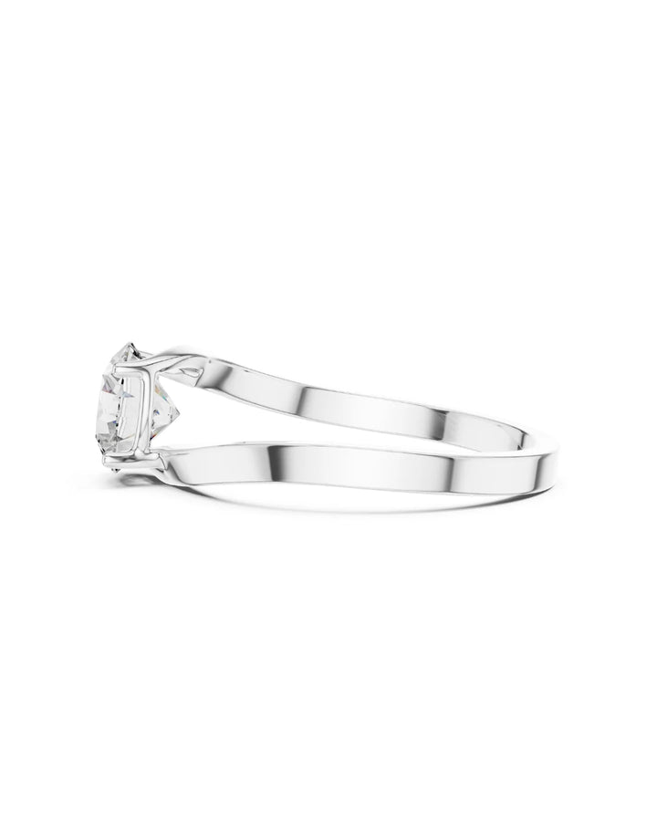 18K White Gold Vermeil Vera Luxe Bypass Shank Moissanite Solitaire Ring in 925 Sterling Silver by Carat For You
