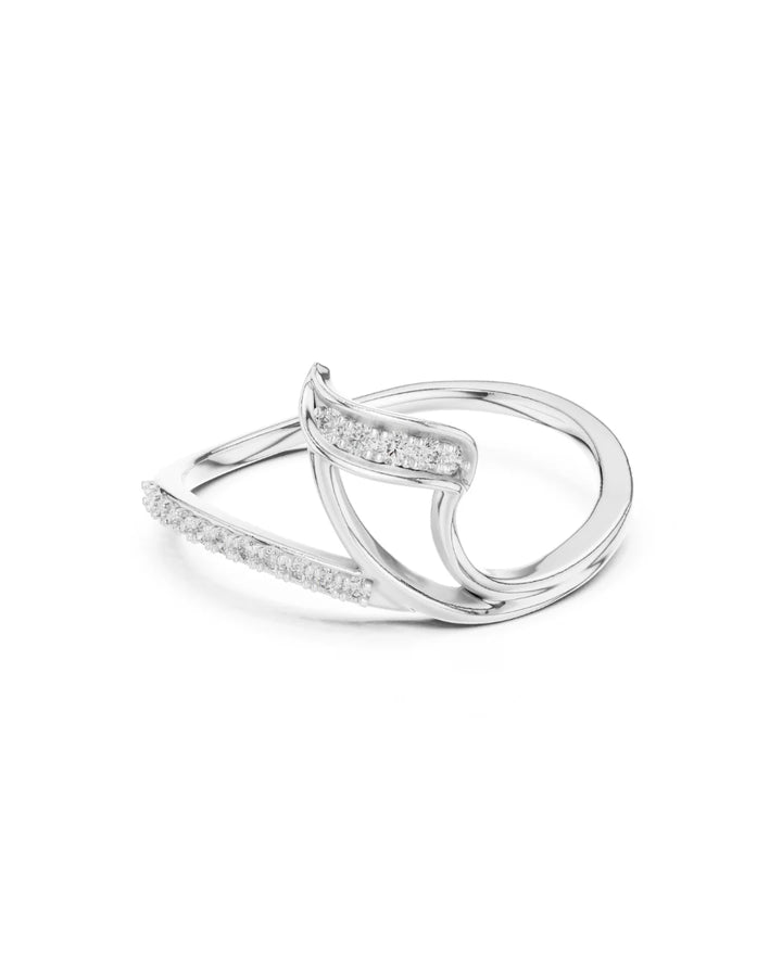 18K White Gold Vermeil Vierra Wrap Unique Moissanite Ring