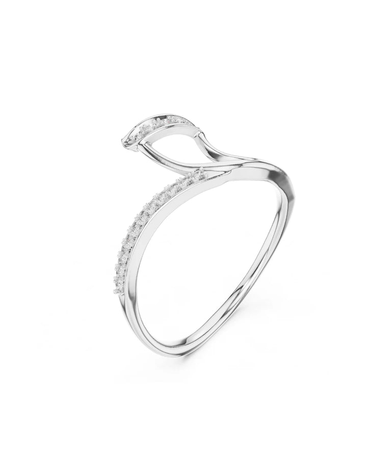 18K White Gold Vermeil Vierra Wrap Unique Moissanite Ring in 925 Sterling Silver