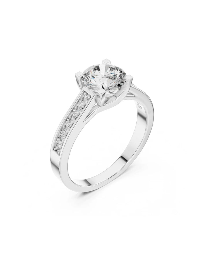 18K White Gold Vermeil Wren Pave Diamond Cathedral Engagement Ring