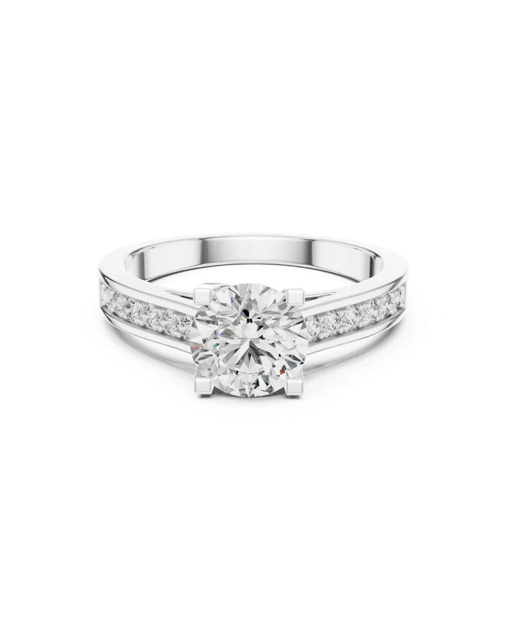18K White Gold Vermeil Wren Pave Diamond Cathedral Engagement Ring in 925 Sterling SIlver
