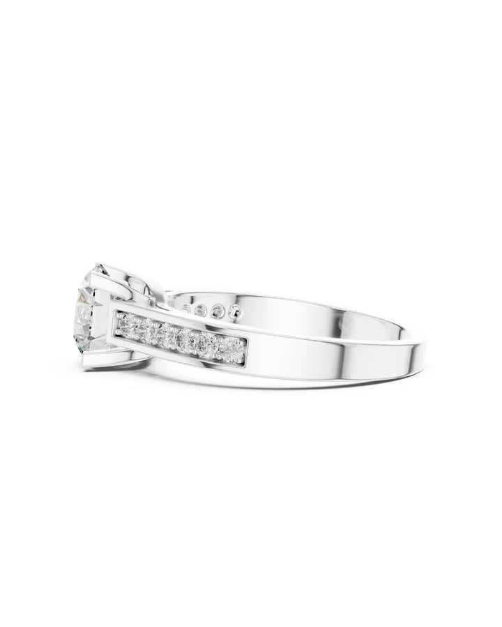 18K White Gold Vermeil Wren Pave Diamond Cathedral Engagement Ring in 925 Sterling Silver by Carat For You
