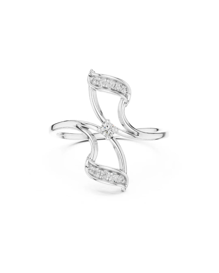 18K White Gold Vermeil Yuvi Petal Grace Moissanite Ring