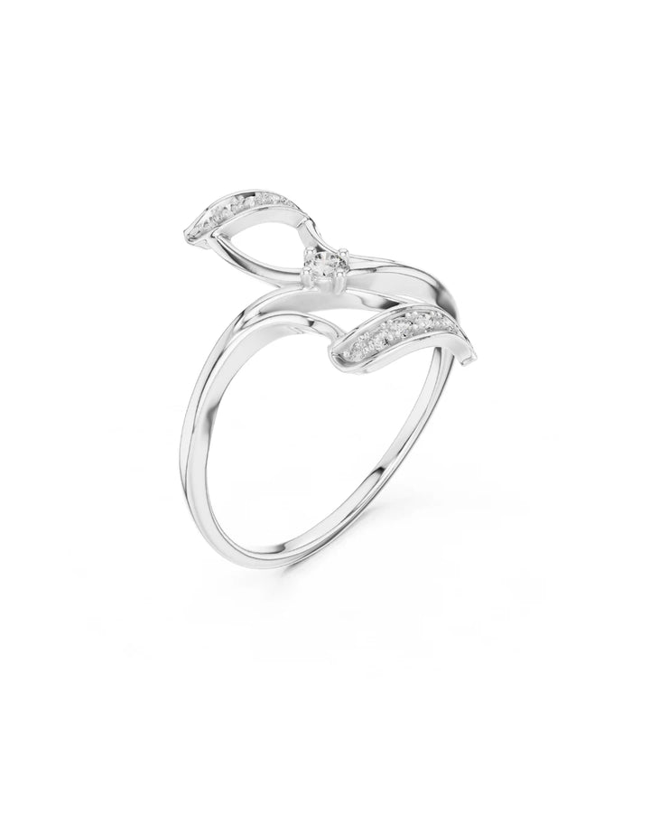 18K White Gold Vermeil Yuvi Petal Grace Moissanite Ring in 925 Sterling Silver