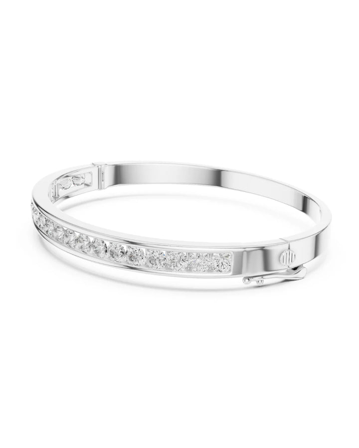 18K White Gold Vermeil Zoey Eternity Moissanite Bangle Bracelet in 925 Sterling Silver