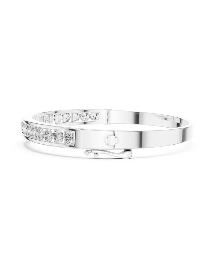 18K White Gold Vermeil Zoey Eternity Moissanite Bangle Bracelet in 925 Sterling Silver by Carat For You