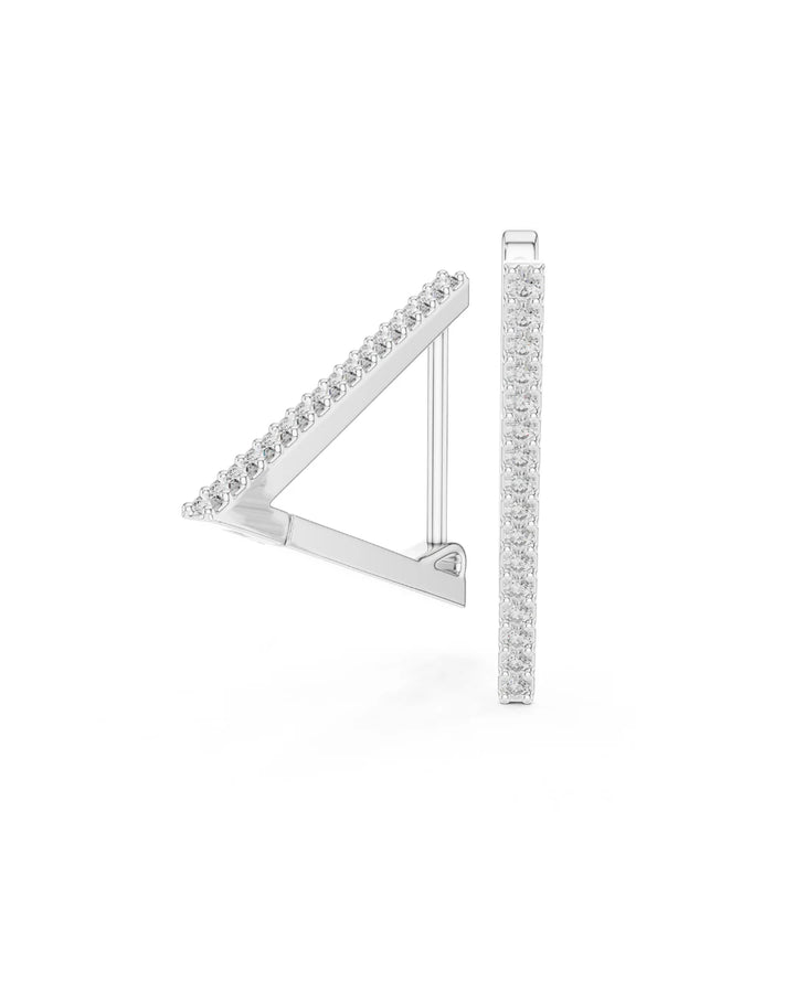 18K White Gold Vermeil Zuri Triangle Moissanite Hoop Earrings
