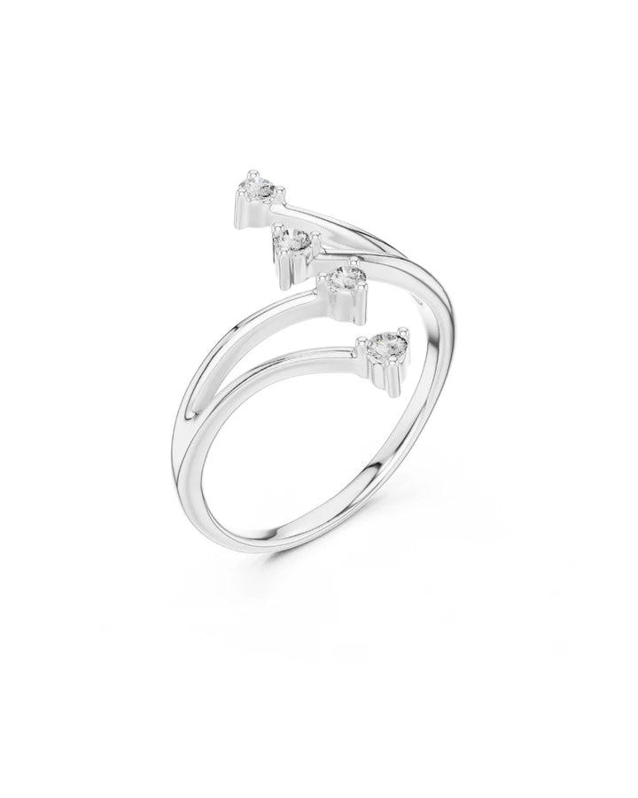 18K White old Vermeil Pia Modern Bypass Moissanite Open Band Ring