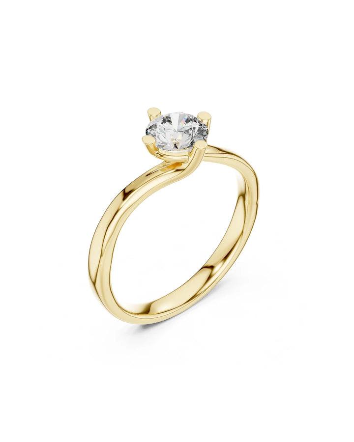 18K Yellow Gold Claire Unique Moissanite Solitaire Ring - 925 Sterling Silver