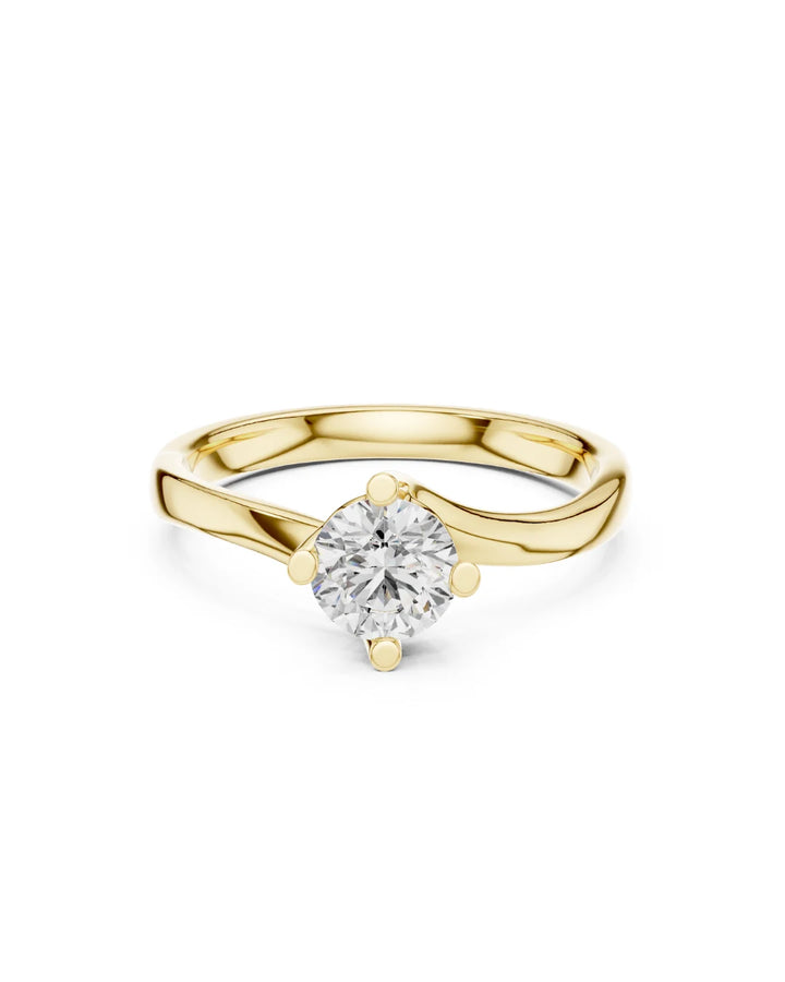 18K Yellow Gold Claire Unique Moissanite Solitaire Ring - 925 Sterling Silver by Carat For You