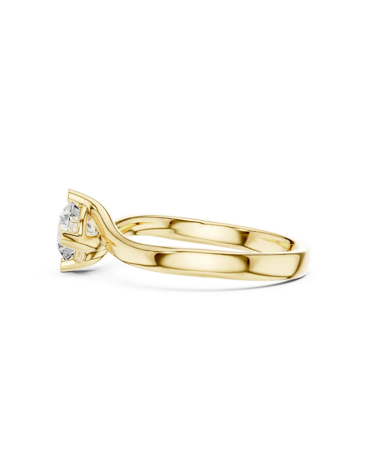 18K Yellow Gold Claire Unique Moissanite Solitaire Ring - 925 Sterling Silver by Carat For You