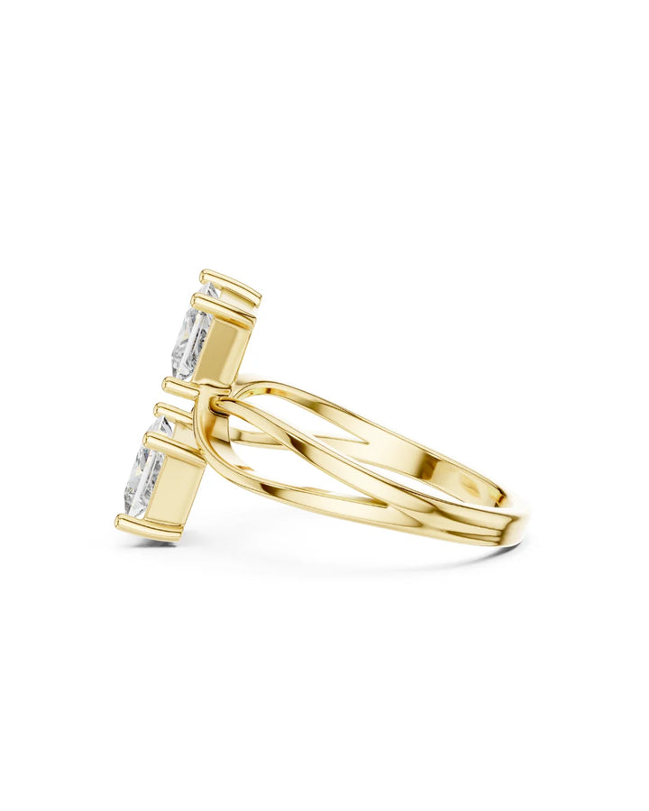 18K Yellow Gold Ella Princess Cut Moissanite Statement Cocktail Ring in 925 Sterling Silver 
