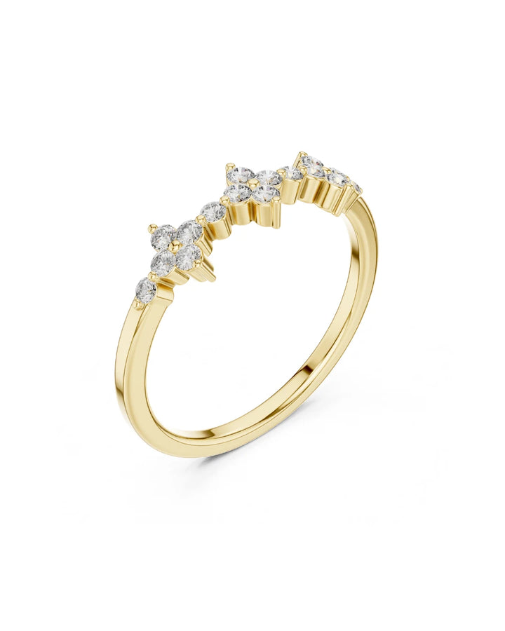 18K Yellow Gold Ema Dainty Moissanite Ring - 925 Sterling Silver
