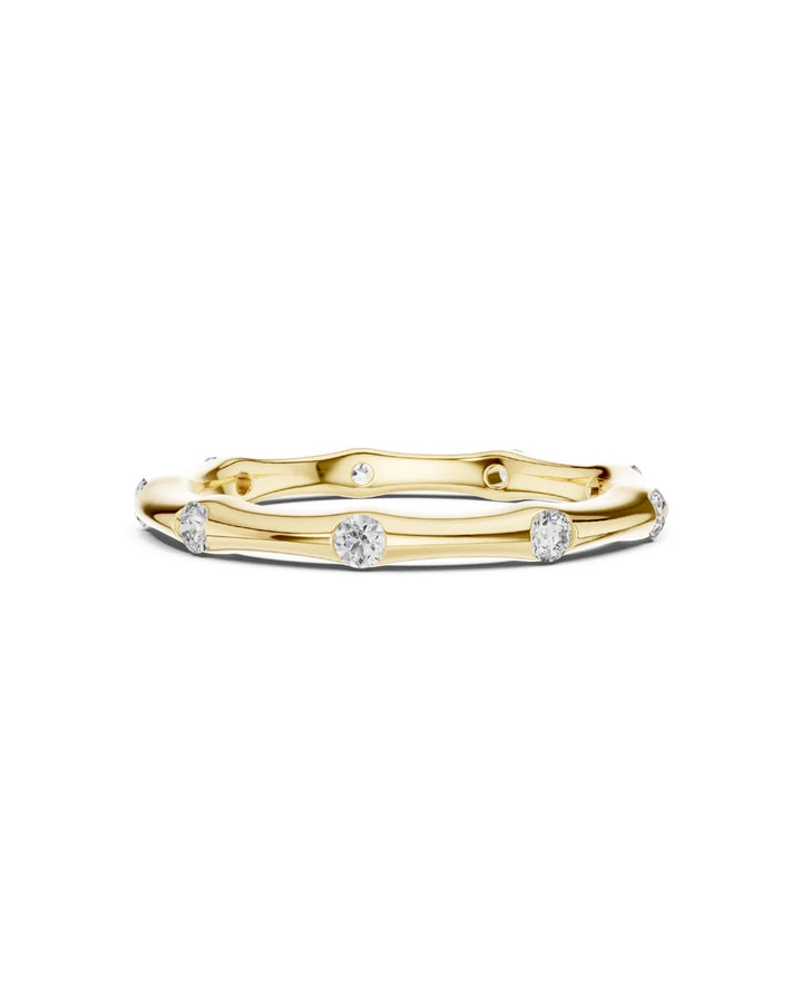 18K Yellow Gold Era Unique Minimalist Moissanite Band Ring - 925 Sterling Silver by Carat For You 1