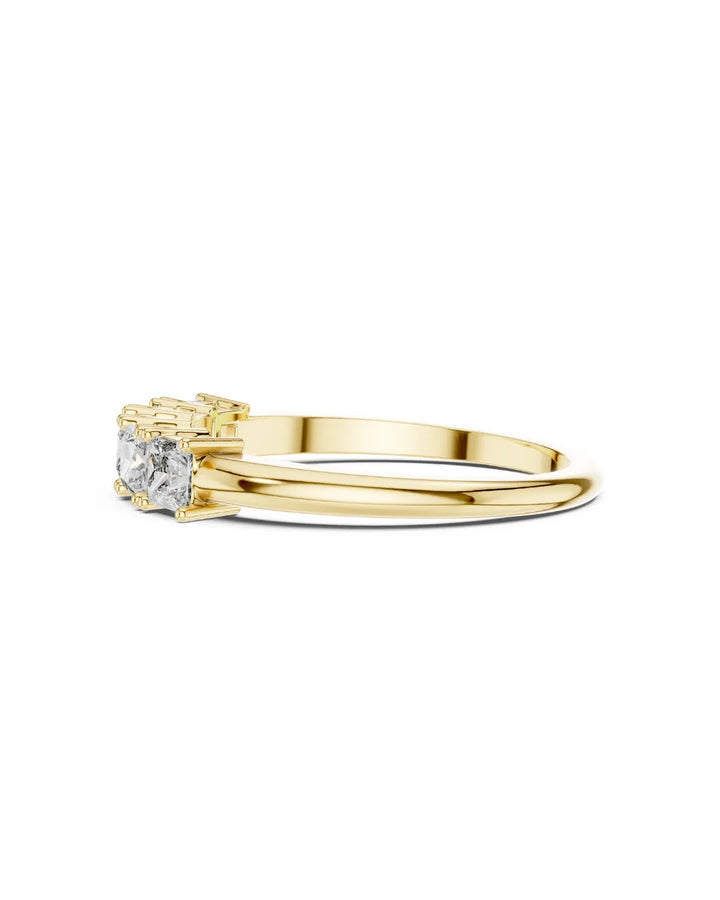 18K Yellow Gold Eva Five Stone Princess Moissanite Engagement Ring in 925 Sterling Silver by Carat For You