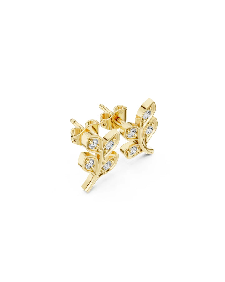 18K Yellow Gold Gia Floral Moissanite Stud Earrings - 925 Sterling Silver by Carat For You