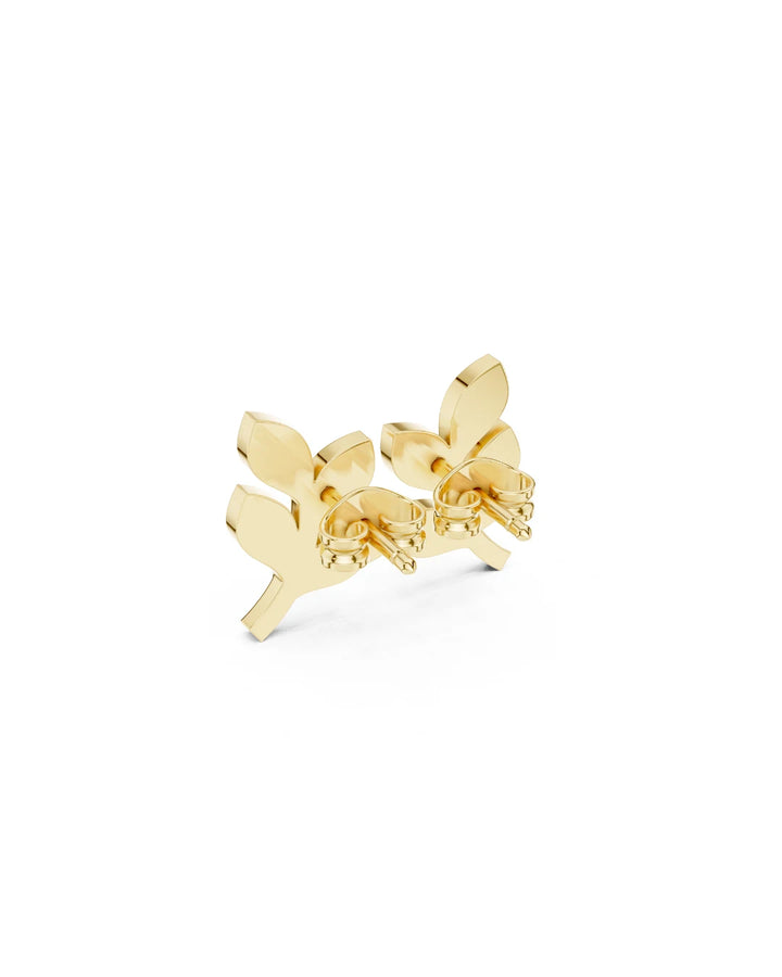 18K Yellow Gold Gia Floral Moissanite Stud Earrings - 925 Sterling Silver by Carat For You 1