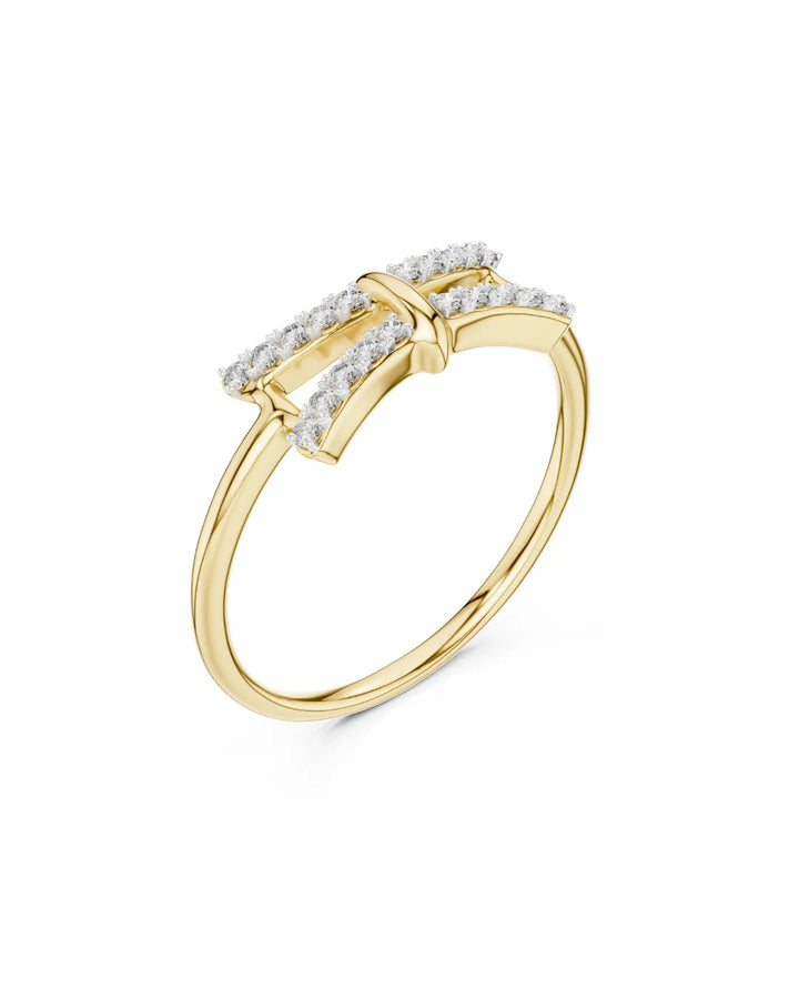 18K Yellow Gold Isla Modern Link Moissanite Ring