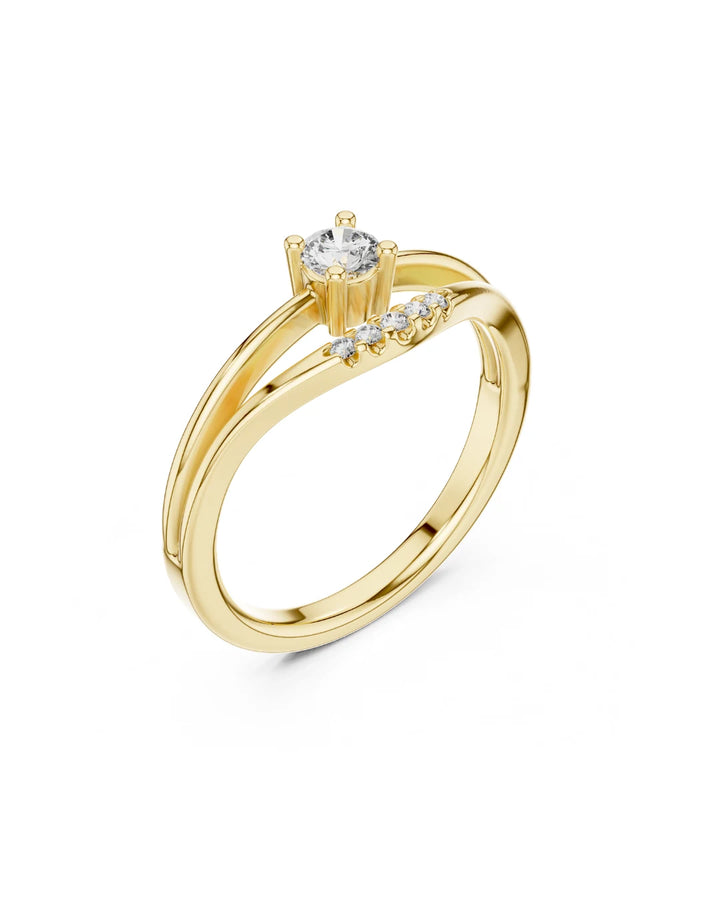 18K Yellow Gold Ivy Moissanite Statement Ring - 925 Sterling Silver