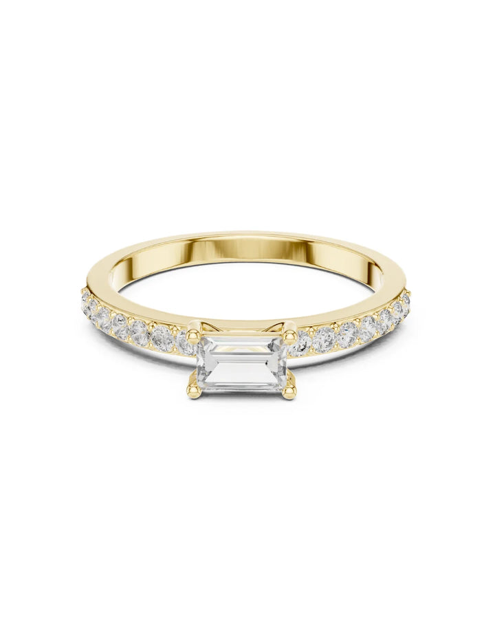 18K Yellow Gold Lia Moissanite Solitaire Ring - 925 Sterling Silver