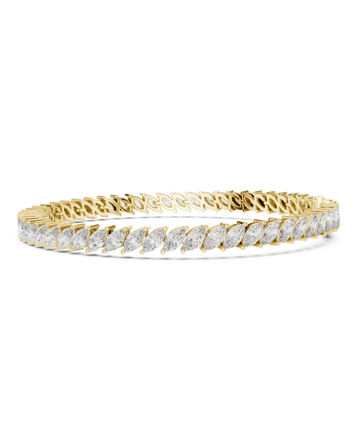 18K Yellow Gold Luna Marquise Cut Moissanite Tennis Bracelet