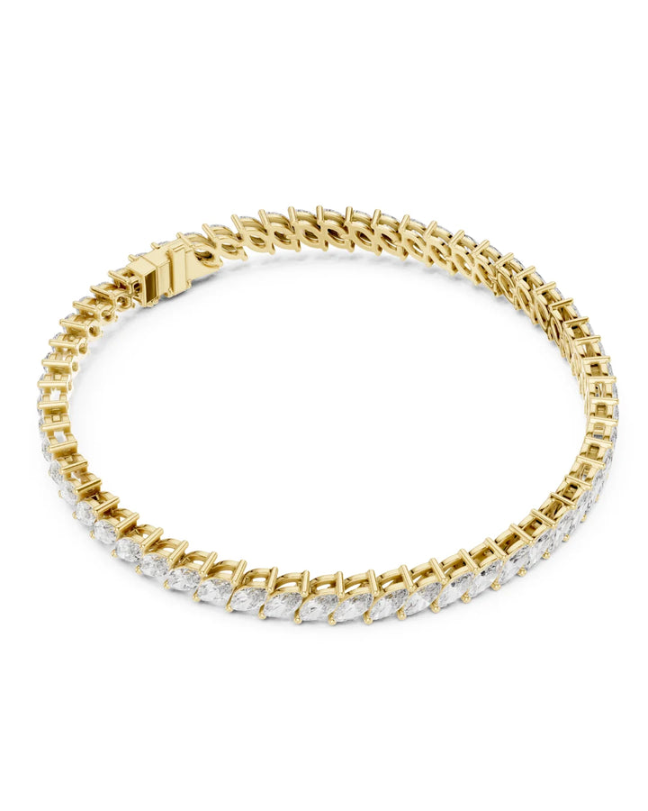 18K Yellow Gold Luna Marquise Cut Moissanite Tennis Bracelet in 925 Sterling Silver