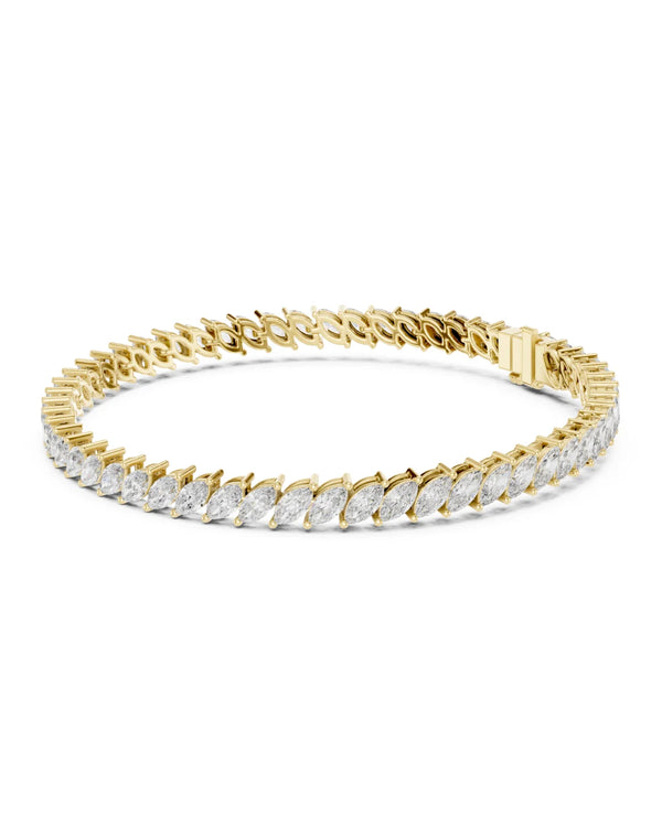 18K Yellow Gold Luna Marquise Cut Moissanite Tennis Bracelet in 925 Sterling Silver by Carat For You
