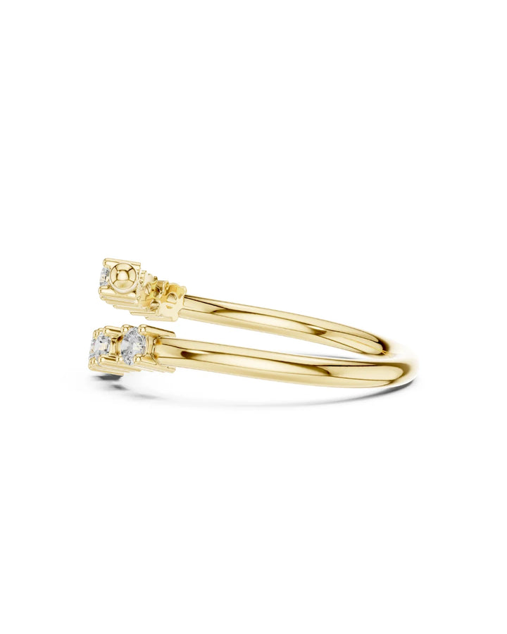 18K Yellow Gold Nua Bypass Adjustable Moissanite Ring - 925 Sterling Silver by Carat For You on white background