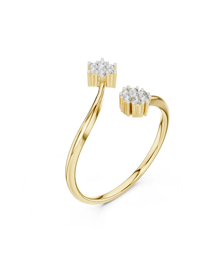 18K Yellow Gold Orion Star & Moon Moissanite Open Band