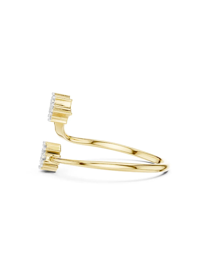 18K Yellow Gold Orion Star & Moon Moissanite Open Band in 925 Sterling Silver