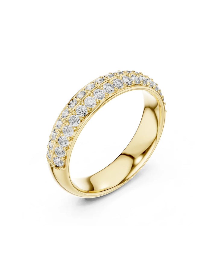 18K Yellow Gold Reva Moissanite Band - 952 Sterling Silver