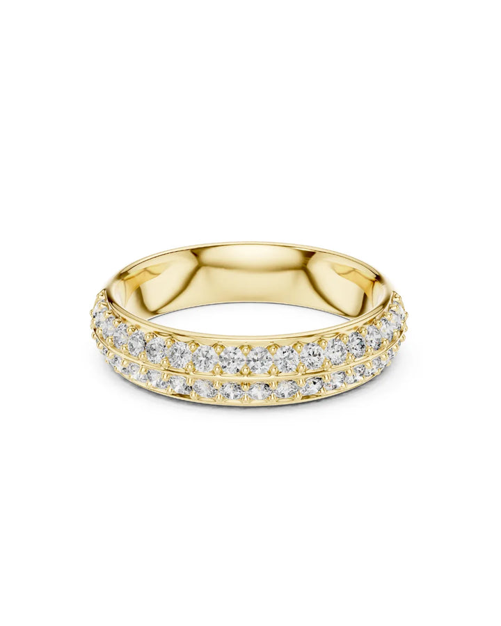 18K Yellow Gold Reva Moissanite Band - 952 Sterling Silver by Carat For You