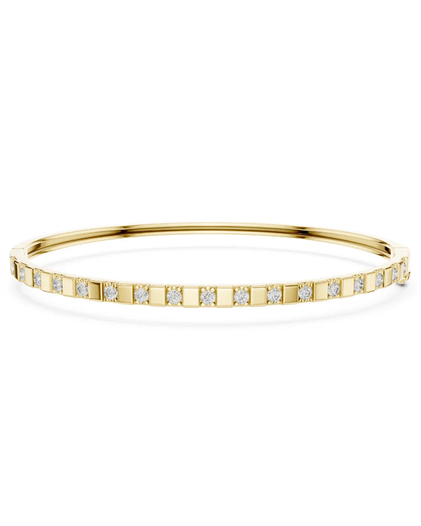 18K Yellow Gold Rhodium Plated Classic Eternity Moissanite Bangle Bracelet