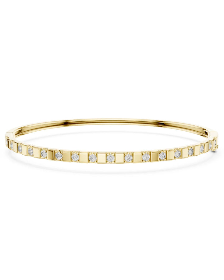 18K Yellow Gold Rhodium Plated Classic Eternity Moissanite Bangle Bracelet