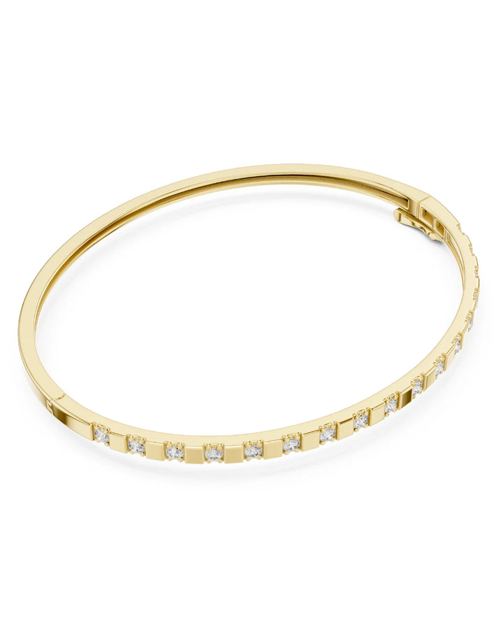 18K Yellow Gold Rhodium Plated Classic Eternity Moissanite Bangle Bracelet in 925 Sterling Silver