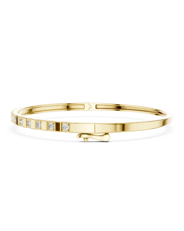 18K Yellow Gold Rhodium Plated Classic Eternity Moissanite Bangle Bracelet in 925 Sterling Silver by Carat For You