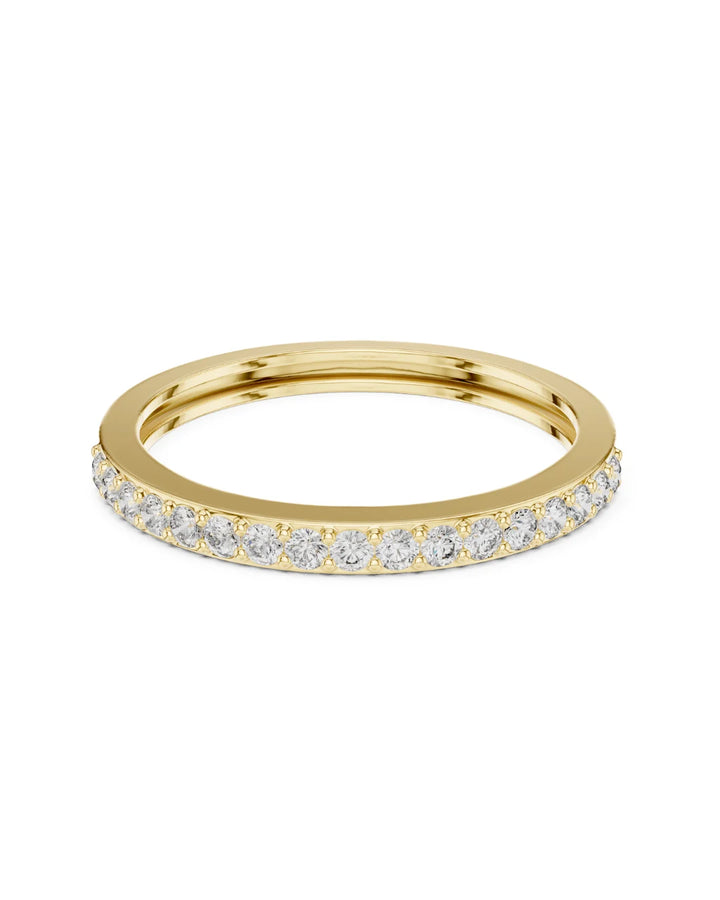 18K Yellow Gold Rhodium Plated Classic Half Eternity Moissanite Band Ring