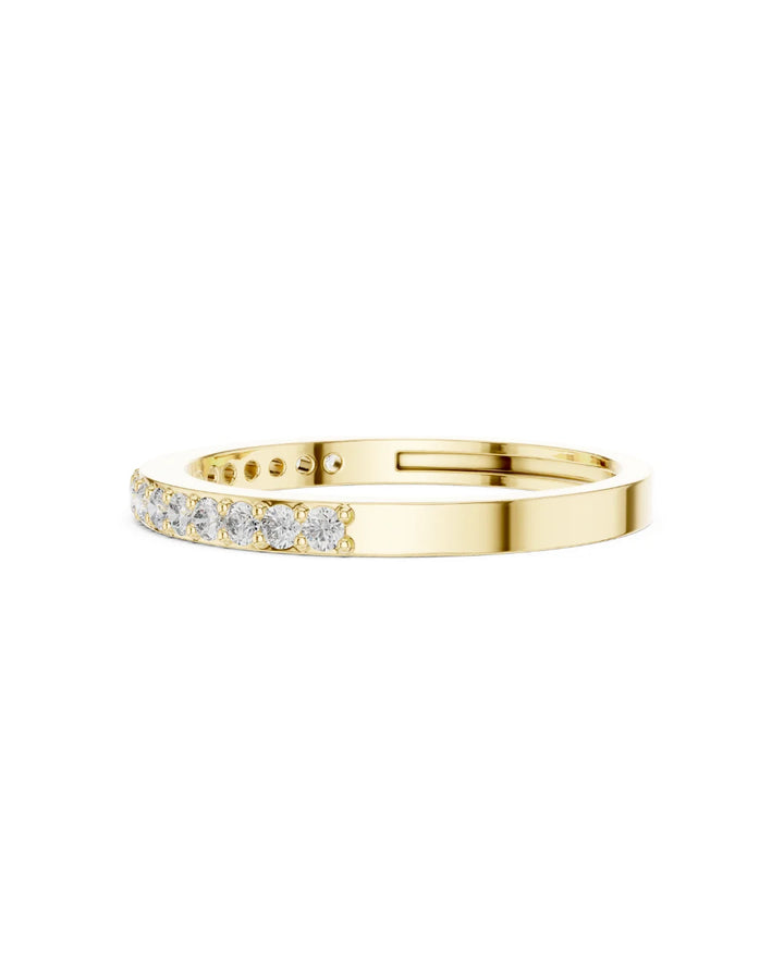 18K Yellow Gold Rhodium Plated Classic Half Eternity Moissanite Band Ring in 925 Sterling Silver