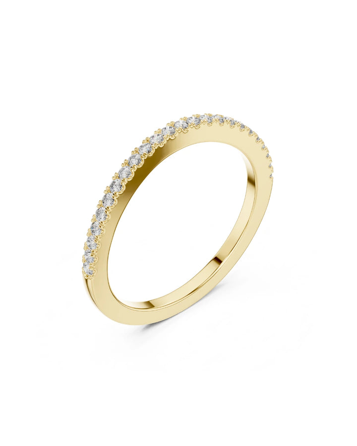 18K Yellow Gold Rhodium Plated Curved Moissanite Half Eternity Band Ring