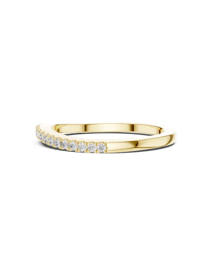 18K Yellow Gold Rhodium Plated Curved Moissanite Half Eternity Band Ring in 925 Sterling Silver