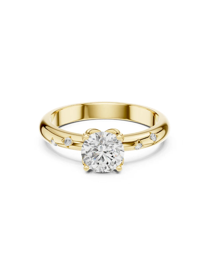 18K Yellow Gold Rhodium Plated Mia Moissanite Statement Solitaire Engagement Ring