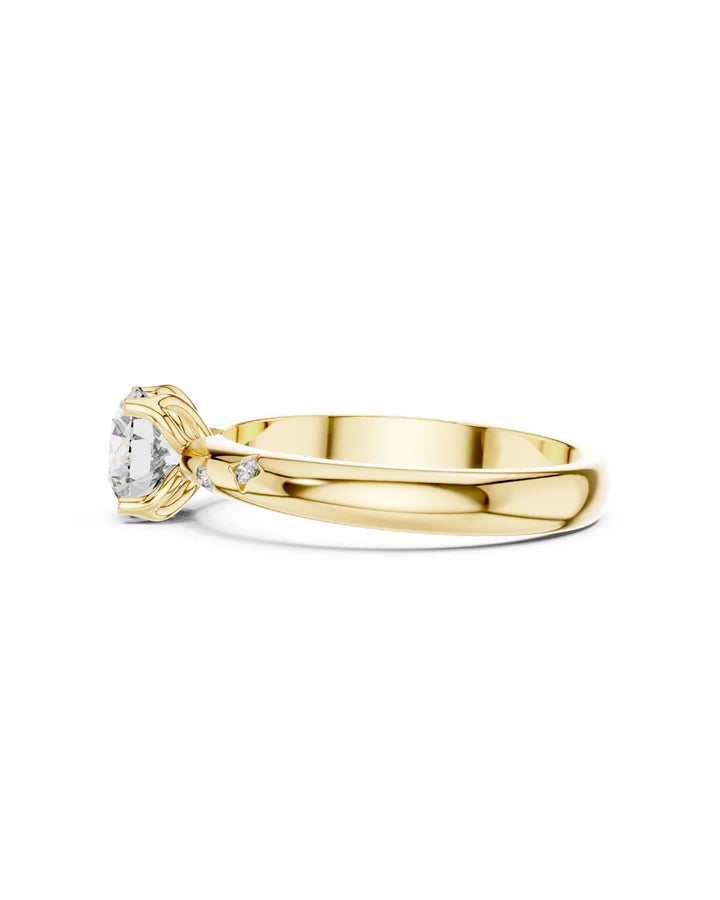 18K Yellow Gold Rhodium Plated Mia Moissanite Statement Solitaire Engagement Ring in 925 Sterling Silver