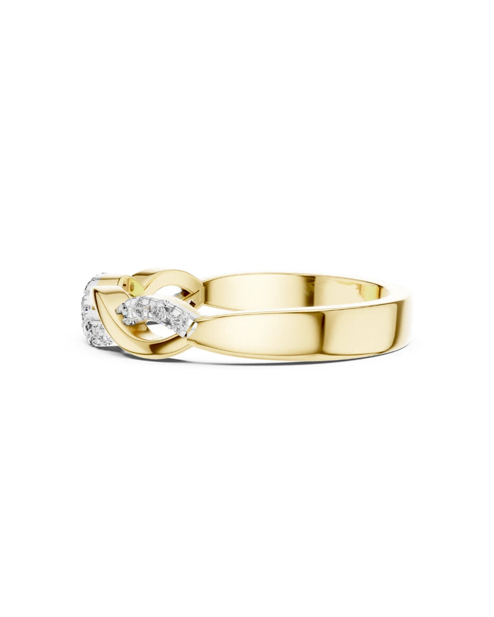 18K Yellow Gold Vermeil 18K White Gold Aurelia Braided Moissanite Half Eternity Band Ring in 925 Sterling Silver 