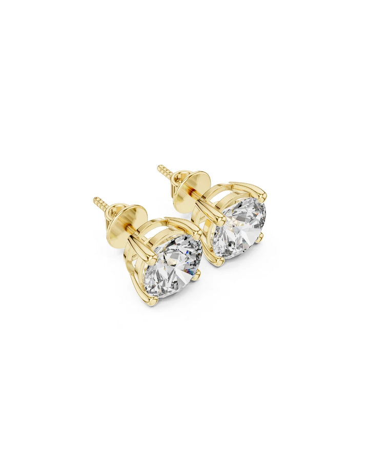 18K Yellow Gold Vermeil 8mm Moissanite Solitaire Stud Earrings