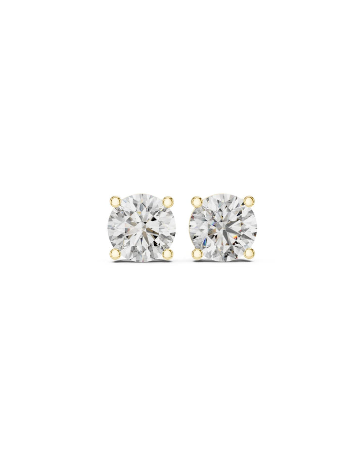 18K Yellow Gold Vermeil 8mm Moissanite Solitaire Stud Earrings in 925 Sterling Silver