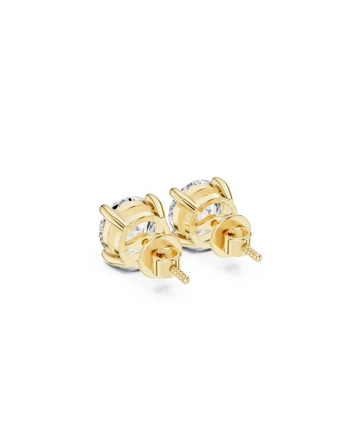 18K Yellow Gold Vermeil 8mm Moissanite Solitaire Stud Earrings in 925 Sterling Silver by Carat For You