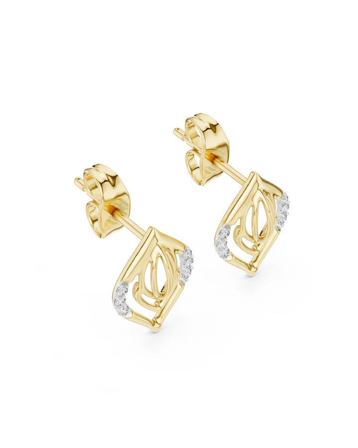 18K Yellow Gold Vermeil Aarvi Lotus Moissanite Stud Earrings